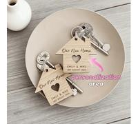 Porte-clés personnalisé pour premier foyer de couple, cadeau de la Saint-Valentin, souvenir de nouvelle maison, boucle d'anneau durable, cadeau de pendaison de crémaillère pour hommes et femmes, porte