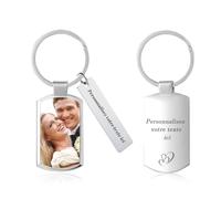 Porte-clés personnalisés, porte-clés avec photos personnalisables, cadeaux parfaits pour les parents, les amoureux et les amis (Porte-clés rectangulaire)