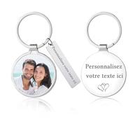 Porte-clés personnalisés, porte-clés avec photos personnalisables, cadeaux parfaits pour les parents, les amoureux et les amis (porte-clés rond)