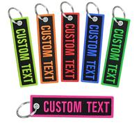 Porte-clés personnalisés, porte-clés moto avec texte/numéro brodé recto verso, porte-clés unisexe personnalisé pour chambres de motards et voitures (Tissu noir)