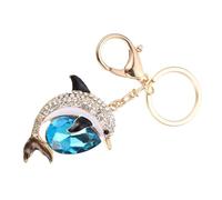 Porte-clés Petit Poisson en Cristaux, Alliage de Zinc, Bleu