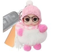 Porte-clés petite fille pour sac à dos, porte-clés pour filles - Beaux accessoires de porte-clés grands yeux - douce portant des lunettes, une écharpe, un chapeau, décor de sac d'école p