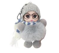 Porte-clés petite fille pour sac à dos, porte-clés pour filles | Porte-clés mignon de en peluche - douce portant des lunettes, une écharpe, un chapeau, décor de sac d'école pour é