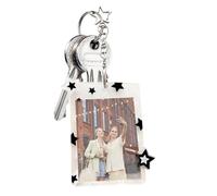 Porte-clés photo clip - Portable Durable Stylish 10 x 8 cm avec pendentif étoile, veille, acrylique bricolage, couverture photo idée cadeau femmes filles | Multipurpose Outdoor Indoor Utility, Noir