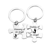 Porte-clés photo en acier inoxydable avec inscription « Mommy Daddy Of An Angel », Argenté., taille unique