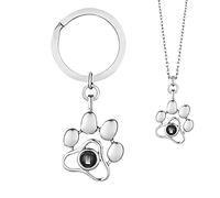 Porte-clés Photo Personnalisé, Collier Photo Personnalisé, Collier Patte de Chien avec 3 Matériaux Différents, Cadeau Commémoratif pour Chat Ou Chien pour les Amoureux Des Animaux