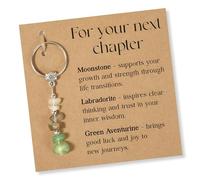 Porte clés Pierre de Lune,Cadeau Femme Personnalisé Nouveaux Départs Porte Bonheur pour Mère Sœurs Amies Épouse Fille Collègue