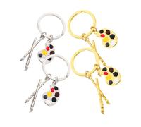 Porte-clés Pinceau Palette 4pcs en Métal, Présent Rentrée pour Étudiants