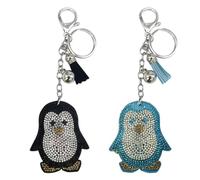 Porte-Clés Pingouin 2 Pièces, Porte-Clés Créatifs, Porte-Clés en Strass, Porte-Clés Cadeaux, Porte-Clés Mignons