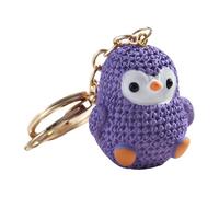 Porte-clés pingouins en résine | Porte-clés miniature, porte-clés en résine de dessin animé, porte-clés miniature pour les amateurs d'animaux d'hiver, Noël, violet, Refer to description