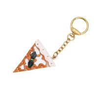 Porte-clés Pizza en cuir véritable pour clés et accessoires de, cerceau à clé Pizza amusant