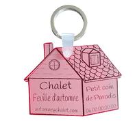 Porte-clés plexi maison spécial gîtes, B&B, camping, mobil-home, chalet, hôtels, chambres d'hôtes gravure personnalisée. 5 couleurs disponibles
