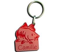 Porte-clés poisson Carpe gravé, personnalisez-le avec Votre Texte, 6 coloris disponibles