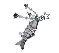 Porte-clés poisson flottant animé Aspect réaliste Queue oscillante Design léger pour cadeaux sur le thème de la pêche Porte-clés Poisson mobile avec dynamique, Noir , taille unique