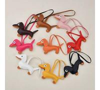Porte-clés polyvalent en cuir PU, pendentif décoratif mignon de poney et de teckel de bande dessinée. Accessoire de mode pour sac, automne hiver Blanc,rose,noir,jaune,brun,couleur orange,bleu,rougeAni