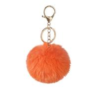 Porte-clés pompon en fausse fourrure de lapin, pompons moelleux, pendentif de sac de clé de voiture pour femmes et filles, accessoires (orange)