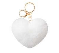 Porte-clés Pompon en Forme de Coeur, Pompon Porte Clef Femme en Fourrure Pendentif Sac à Main Porte-clés En Peluche Porte Clé Pompon pour Femmes Filles Sac À Main Pendentif Cadeau