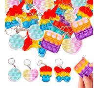 Porte-clés Pop, 20PCS Mini Fidget Jouet Porte-clés,Coloré Silicone Squeeze Pop Bubble Fidget Bulk Jouets Sensoriels, Pour Autisme, Enfants Adultes