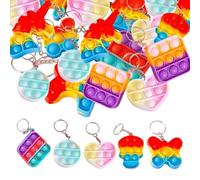 Porte-clés Pop, 20PCS Mini Pop Push It Fidget Jouet Porte Clés,Coloré Silicone Squeeze Pop Bubble Fidget Bulk Jouets Sensoriels, Pour Autisme, Enfants Adultes