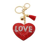 Porte-clés Popfizzy en Cristal Strass avec Cœur Rouge Étincelant - Charme de Sac à Dos, Porte-clés en Amour