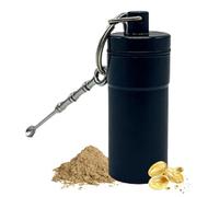 Porte-clés portable pour pilules, étui rangement en aluminium, support hermétique avec design compact, récipient de voyage et quotidien, accessoire de travail en plein air pour huile poisson, bouchon