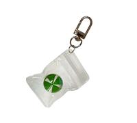 Porte-clés porte-bonheur à quatre feuilles d'herbe - Accessoire tendance - Texture pour apporter du bien aux gens