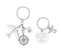 Porte-clés porte-bonheur, porte-clés avion avec boîte cadeau | Cadeau d'adieu pour les voyageurs Avec ange gardien, avion, porte-bonheur, voyage