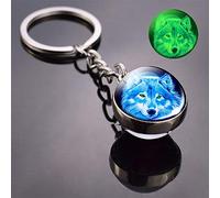 Porte-clés Porte Clefs Keychain Lueur dans Le Loup Noir Porte-clés Howling Wolf et Lune Keyring Double Side de Verre Boule Keychain tête de Loup Pendentif Porte-clés Porte-clés Porte-clés Porte Clefs