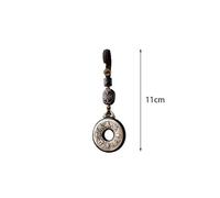 Porte-clés Porte-clés de voiture incrusté huit trésors bon augure en argent Sterling, bijoux pendentif clé cadeau bois, ornements sac à dos