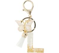 Porte-Clés, porte-clés filles, Pendentif Lettre L, Porte-Clés Papillon Avec Lettres Initiales, Cadeau Porte-Clés Femme, Ton Blanc Or