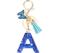 Porte-Clés, Porte-Clés Pour Filles, Pendentif De Clé Lettre A, Porte-Clés Papillon Avec Lettres Initiales, Cadeau De Porte-Clés Pour Femmes, Bleu