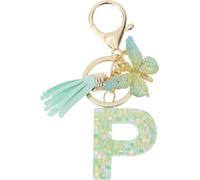 Porte-Clés, Porte-Clés Pour Filles, Pendentif De Clé Lettre P, Porte-Clés Papillon Avec Lettres Initiales, Cadeau Porte-Clés Pour Femmes, Vert Clair
