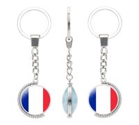 Porte-Cles Porte-Clés Rotatif Double Face 2 Pièces Motifs De Drapeau National Européen Bijou De Temps Pendentif Simple