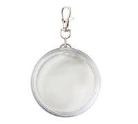 Porte-clés porte-monnaie, 1.57 capsules de pièces de monnaie rondes en plastique dur transparent, support conteneur souvenirs