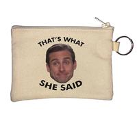Porte-clés porte-monnaie beige avec inscription « That's What She Said »
