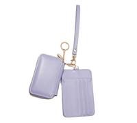 Porte-clés portefeuille amovible double pochettes avec dragonne et porte-cartes - Mini fermeture éclair autour du petit portefeuille - Porte-monnaie double - Porte-monnaie amovible, TARO VIOLET