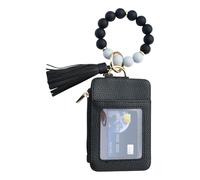 Porte-Clés Portefeuille avec Dragonne,Porte-Cartes Wristlet à Pompon Perlé | Pochettes Pièces pour Vacances Mariage Voyage - Anniversaire Vacances Shopping