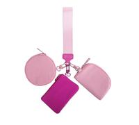 Porte-clés portefeuille - Pochette portable zippée autour du porte-monnaie | Porte-clés avec dragonne et porte-clés | Porte-clés à trois fermetures éclair pour femme et fille, rose, Refer to