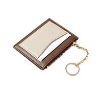 Porte-clés Portefeuille Porte-Cartes Portefeuille de Poche Mince pour Femmes Titulaire de la Carte de crédit avec Porte-clés 1 Poche zippée, 5 Emplacements pour Cartes (Couleur : Bleu+Marron+Orange)