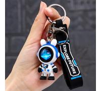 Porte-clés poupée ours astronaute mignon, dessin animé ours foudre, pendentif de sac, porte-clés de voiture pour Couple, accessoires de charme de sac créatif Blanc