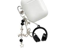 Porte-clés Pour Casque - 3,5 Cm X 11 Cm Ornement De Thème Musical Mignon, Porte-clés À Nœud | Porteclés Thème Musique Earpuds Pour Sac À Main, Fourre-tout, Sac À Dos, Clés De Voiture, Hommes, Femmes,