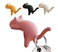 Porte-Clés pour Chat - Accroche-Sac de Bureau en Forme de Chat | Organisateur Amovible 4 Pièces Avec Pince Adhésive Pour Sac À Dos Sac À Main Câble Cordon Salle De Bain Placard Salle De Classe Et Exté