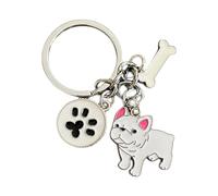 Porte-clés pour chien, porte-clés Border Collie, porte-clés Jack Russell, porte-clés berger allemand, idée cadeau porte-clés bull dog français, gadget en forme de chien, Bulldog Français Blanc, XS