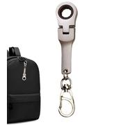 Porte-clés pour clé anglaise : mécanisme à cliquet de 10 mm, construction compacte en acier, fonction d'articulation flexible, accessoire pour outil de porte-clés | Pour atelier de réparation de Gara