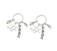 Porte-clés pour clés scientifiques - Pendentif en biologie - Pour enseignant - Bijoux - Chimie - Symbole - Molécule - Porte-clés microscope - Porte-clés ADN - Alliage de zinc, x3