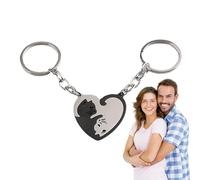Porte-clés pour couple mignon porte-clés avec chat assorti, porte-clés puzzle chat blanc et noir, porte-clés en forme de coeur pour lui et pour elle, Noir , Fare riferimento alla descrizione