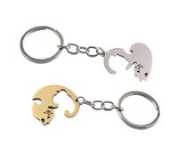 Porte-clés pour couple mignon porte-clés avec chat assorti, porte-clés puzzle chat blanc et noir, porte-clés en forme de coeur pour lui et pour elle, or, Fare riferimento alla descrizione