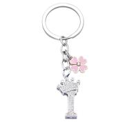 Porte-clés pour Femme Fille avec Lettre Initiale, Alphabet Pendentif Initiale en Crista, Porte clés avec Pendentif Amour et Pampille, Idee Cadeau D'Anniversaire pour Femme Sœur Maman Couple Amie