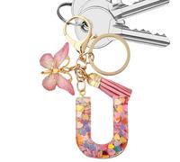 Porte-clés pour femme pour clés de voiture | Porte-clés de voiture avec lettre initiale | Pendentif pour sac, porte-clés avec lettres et papillon avec pour sacs et sacs à dos