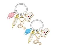 Porte-clés pour infirmière avec Gravure,2 pcs infirmières en métal Keysert Keychain pour les cadeaux infirmières des étudiants en médecine (Bleu Poudre)